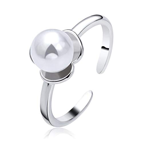 Wiftly Damen Ring 925 Silber Perle Süßwasser-Zuchtperle weiß Verstellbar Ring von Wiftly