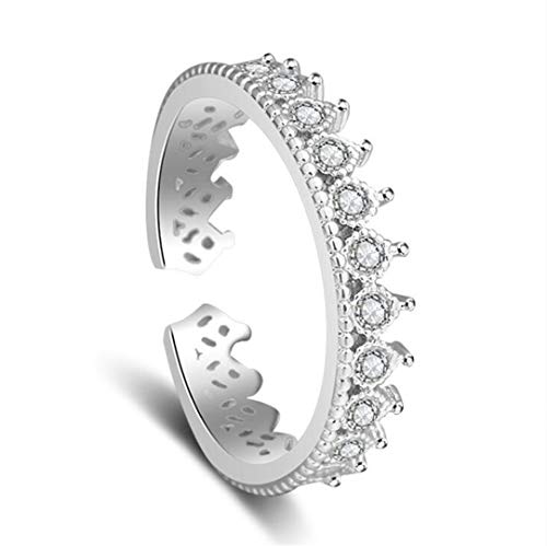 Wiftly Damen Ringe Öffnung Verstellbar 925er Sterling Silber mit Zirkonia Einfache Krone Hochzeit Partnerschaftsringe Trauringe Verlobungsring Mode Band Ring von Wiftly