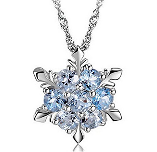 Wiftly Frauen Kurz Collier Saphir Anhänger Schneeflocke flocke Form Nette Claviclekette-Y-Kette+Anhänger von Wiftly