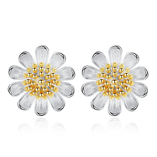Wiftly Ohrringe Silber Stecker Damen Mädchen 925 Sterling Silber Ohrstecker Sonnenblume Ohrschmuck Zirkonia ，Modeschmuck Geschenke für Weihnachten Geburtstag Hypoallergen von Wiftly