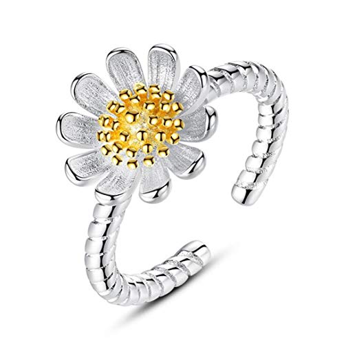 Wiftly Ringe Damen Eheringe Nagelring 925er Silber Gerbera Gänseblümchen Ring Kunst Öffnung Knöchel Ringe Verstellbare von Wiftly