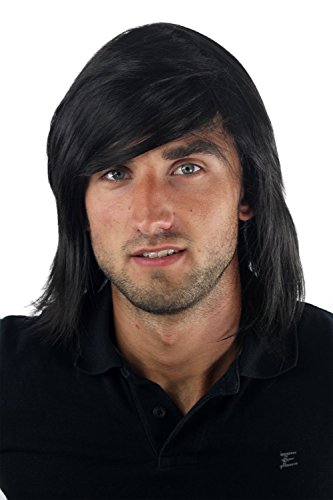 WIG ME UP - GFW892-2 Herren-Perücke Männer Lang Jugendlich Lässig Modisch Schwarz Toupet von WIG ME UP