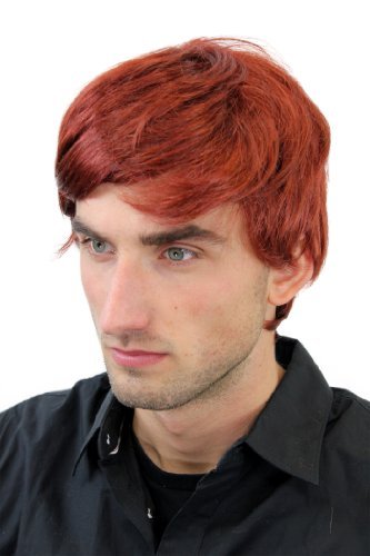 WIG ME UP - GFW1281-131 Herrenperücke Perücke Männer Kurz Jugendlich Lässig Modisch Scheitel Rot von WIG ME UP