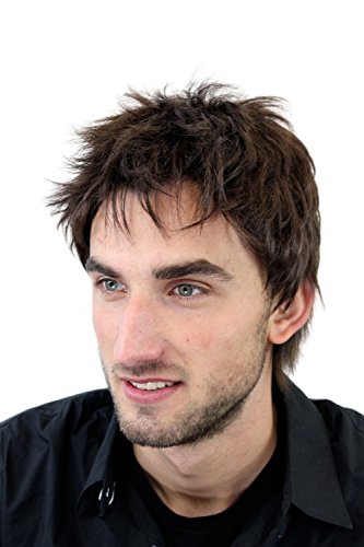 WIG ME UP - GFW1169-6 Herrenperücke Perücke Männer Kurz Jugendlich Lässig Wild Stürmisch-Struppig aufgestylt Modisch Braun Toupet Neu von WIG ME UP