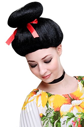 WIG ME UP - 2120-P103 Karneval Fasching Perücke Geisha Asien Japan Cosplay China Girl Schwarz Perrücke von WIG ME UP