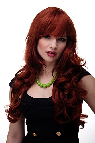 WIG ME UP - 285-350 Damen Perücke große kräftige Locken, welligem Haar mit glattem Pony Rot Kupferrot ca. 65 cm von WIG ME UP