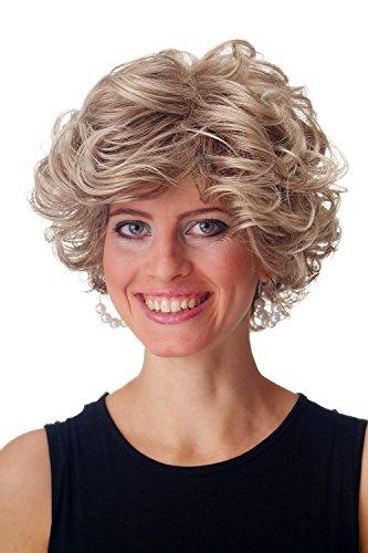 WIG ME UP - GFW963-18T22 Perücke Damen Herren kurz wild voluminös gelockt dunkel Blond Braun Mix von WIG ME UP