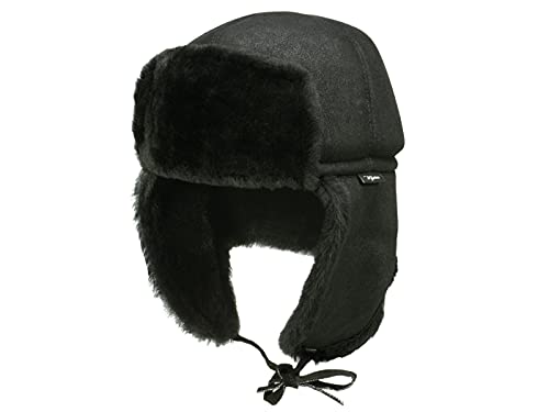 Wigens Knut Toscana Fellmütze aus gewachstem Lammfell - Schwarz (999) - 60 cm von Wigens