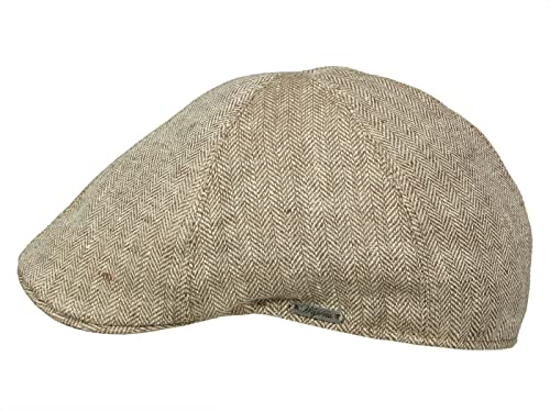 Wigens Pub Cap Schnabel Flatcap aus Leinen - Hellbraun (800) - 56 cm von Wigens