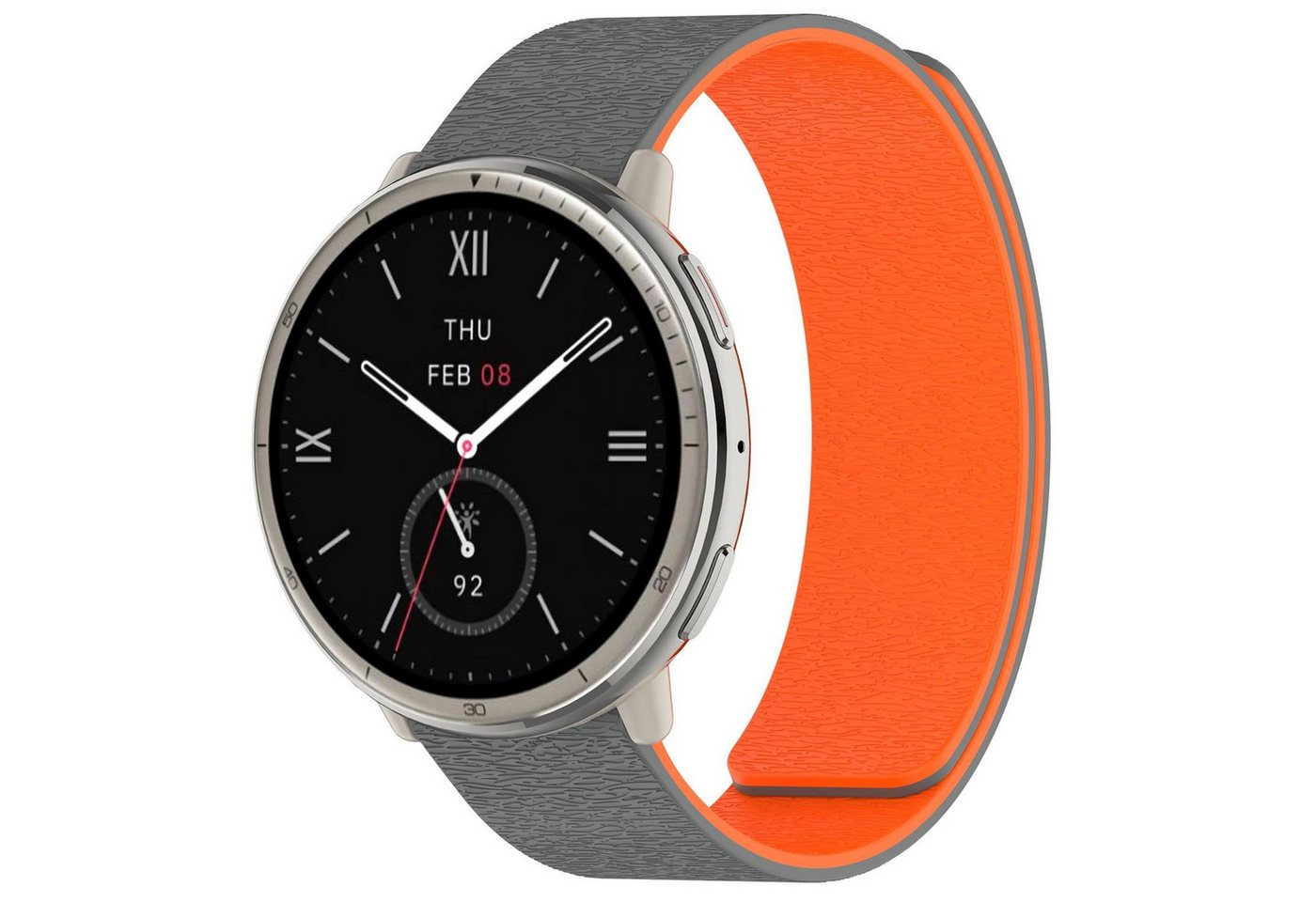 Wigento Smartwatch-Armband Für Amazfit Active 2 / Active 2 Square Silikon Magnetisches Armband, Silikonarmband mit Cloud Wood Grain Design und Magnetverschluss von Wigento