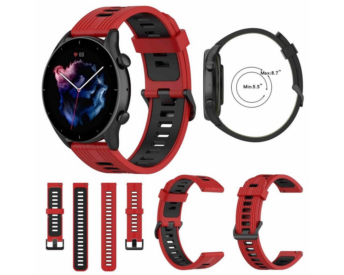 Wigento Smartwatch-Armband Für Amazfit GTR 4 / GTS 4 Watch Uhr Kunststoff / Silikon Armband Ersatz Arm Band Ersatz Rot / Schwarz von Wigento