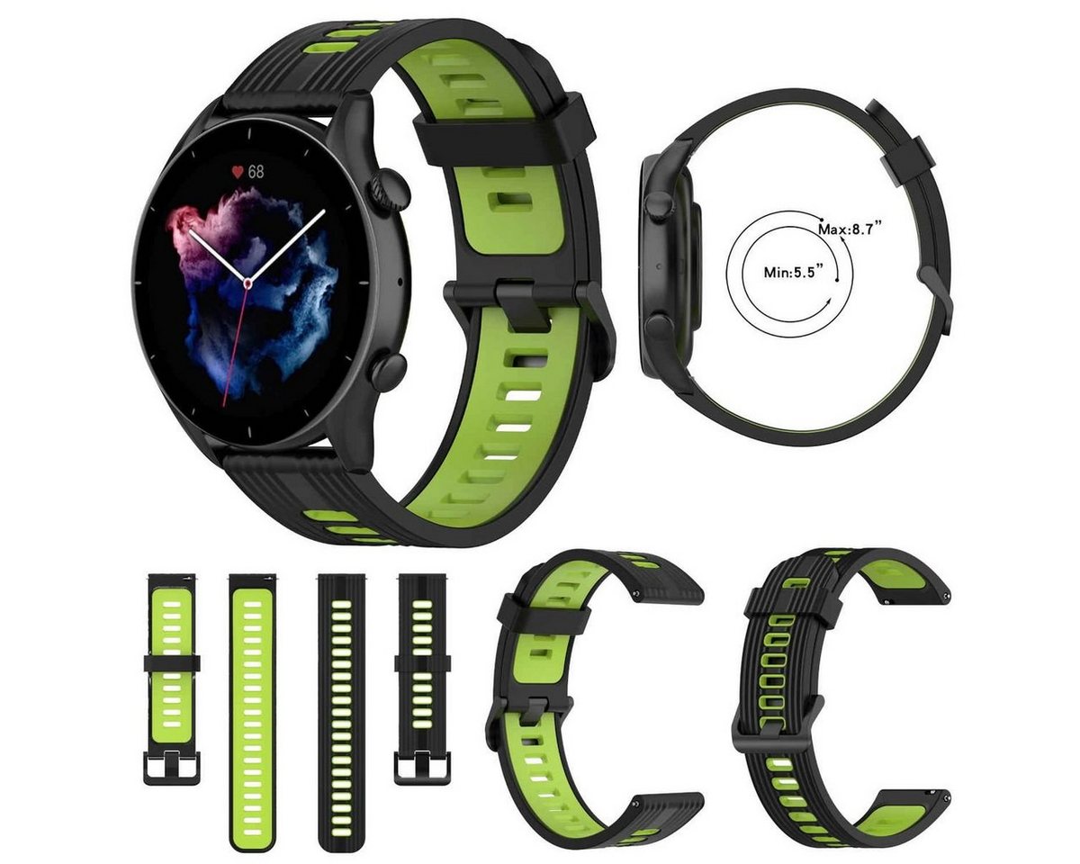 Wigento Smartwatch-Armband Für Amazfit GTR 4 / GTS 4 Watch Uhr Kunststoff / Silikon Armband Ersatz Arm Band Ersatz Schwarz / Grün von Wigento