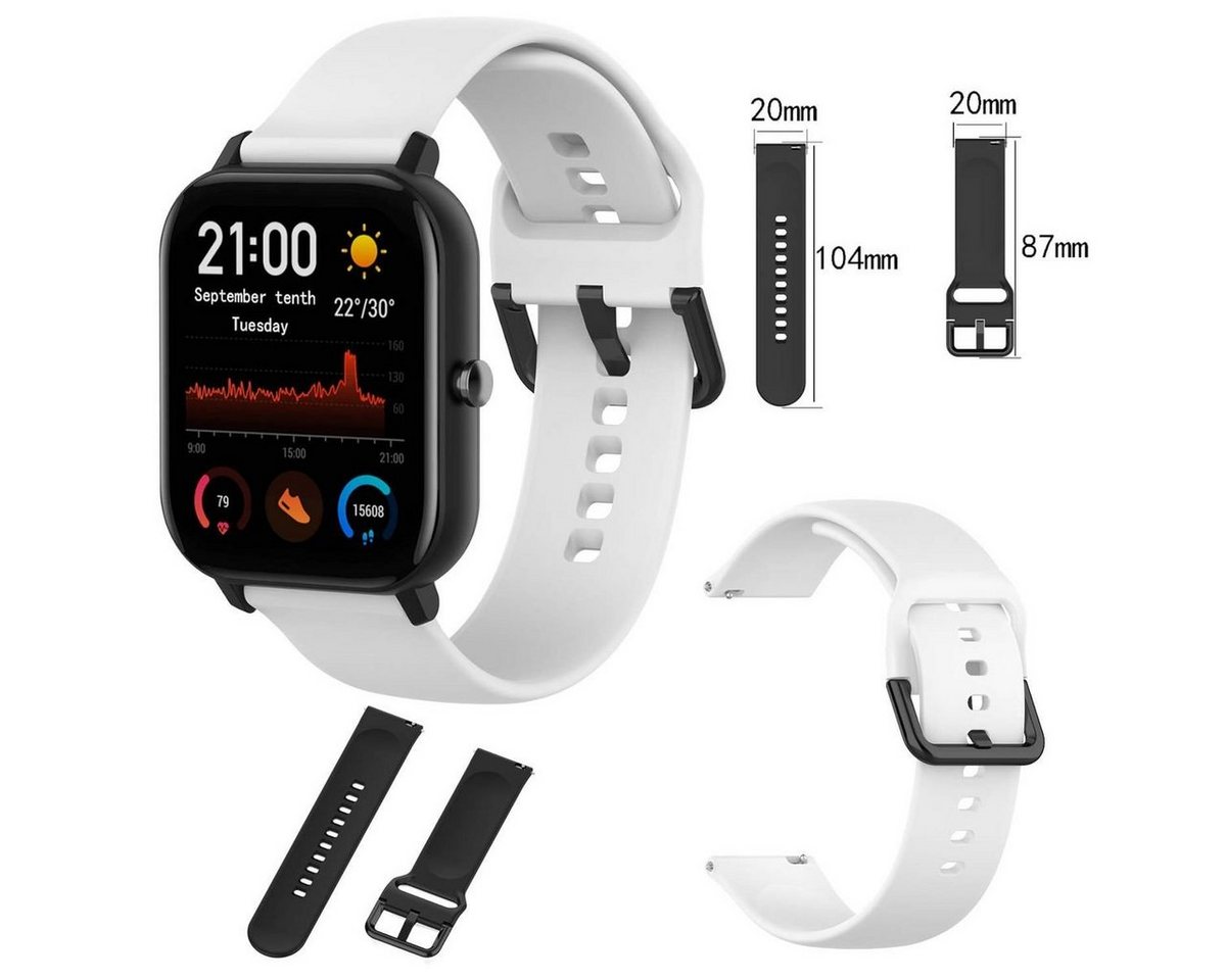 Wigento Smartwatch-Armband Für Amazfit GTS4 Mini Uhr Kunststoff / Silikon Armband Größe L Männer Ersatz Arm Band Weiß von Wigento