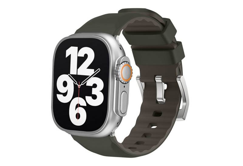 Wigento Smartwatch-Armband Für Apple Watch SE 2023 40mm Two Color Silikon Arm Band Dunkelgrün, Ersatz Austausch Silikon Sport Armband Wigento Smartwatch-Armband Für Apple Watch SE 2023 40mm Two Color Silikon Arm Band Dunkelgrün, Ersatz Austausch Silikon Sport Armband von Wigento