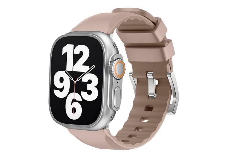 Wigento Smartwatch-Armband Für Apple Watch SE 2023 40mm Two Color Silikon Sport Arm Band Pink, Ersatz Austausch Silikon Sport Armband von Wigento