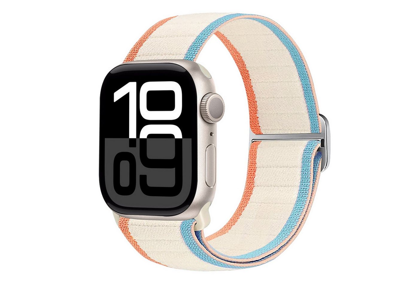 Wigento Smartwatch-Armband Für Apple Watch Series 10 42mm / 9 8 7 41 / 6 SE 5 4 40mm Armband Weiß, Elastisches Nylonarmband mit Schnalle Wigento Smartwatch-Armband Für Apple Watch Series 10 42mm / 9 8 7 41 / 6 SE 5 4 40mm Armband Weiß, Elastisches Nylonarmband mit Schnalle von Wigento