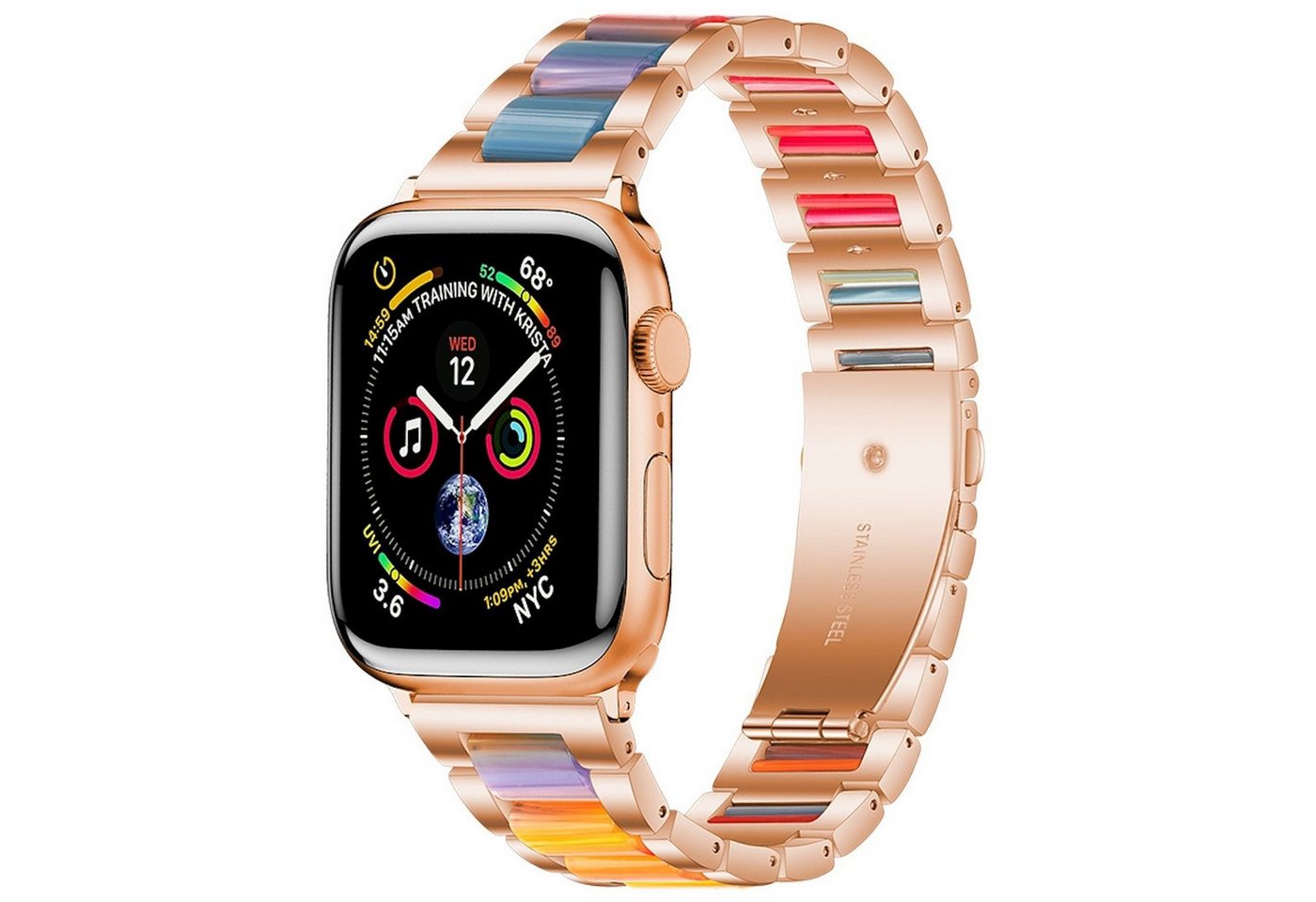 Wigento Smartwatch-Armband Für Apple Watch Series 11 10 42mm / 9 8 7 41mm Metall Design Armband von Wigento