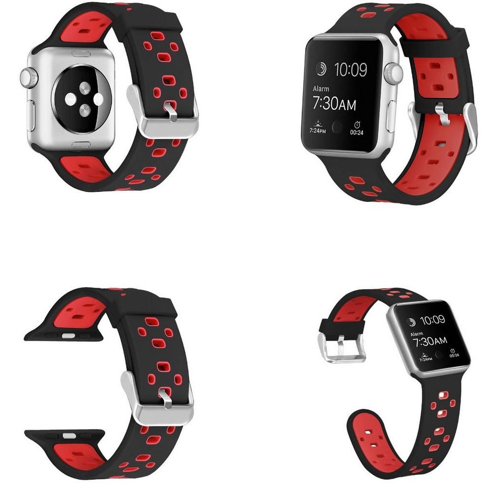 Wigento Smartwatch-Armband Für Apple Watch Series 9 8 7 41 / 6 SE 5 4 40 / 3 2 1 38 Sport Armband von Wigento