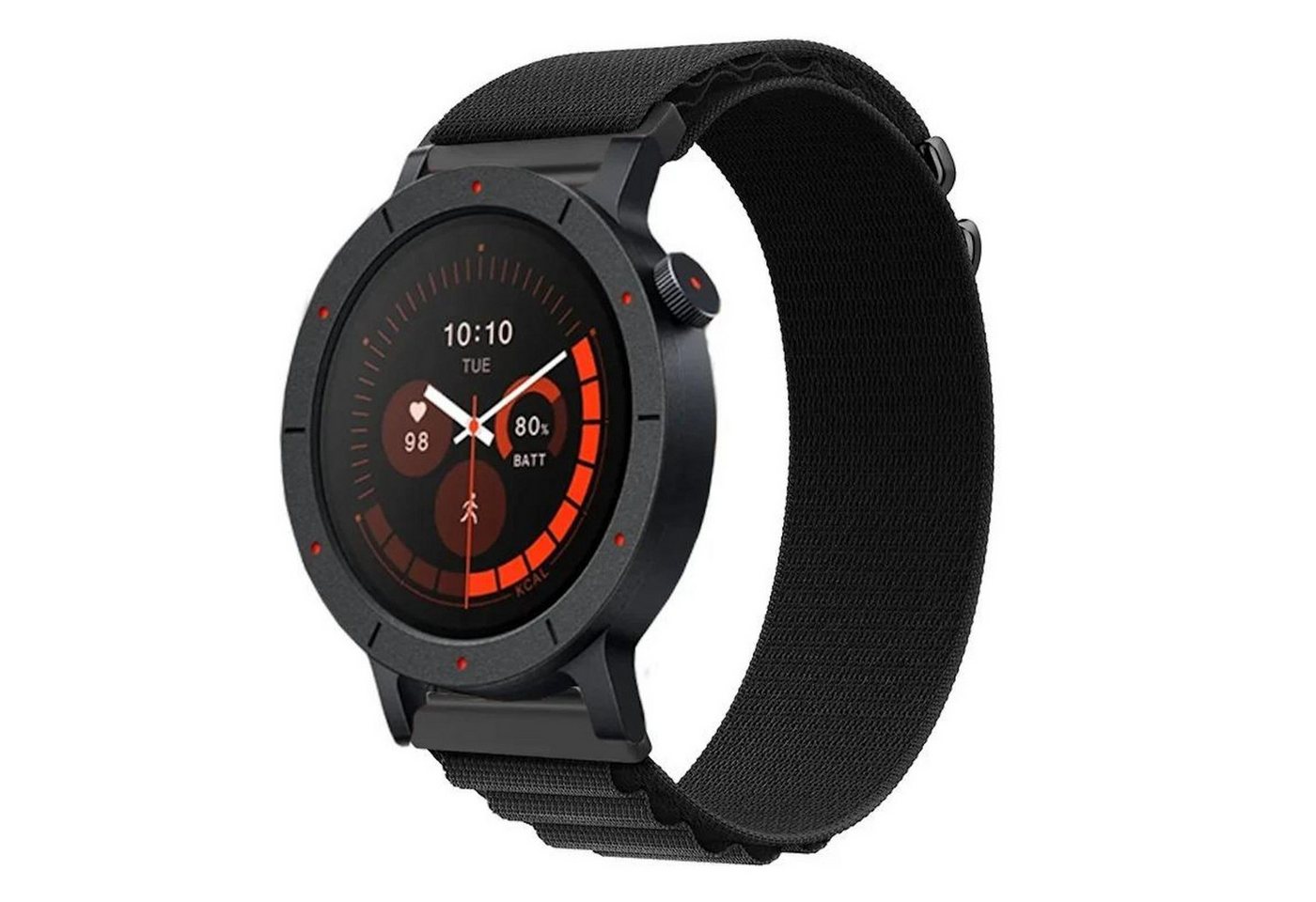 Wigento Smartwatch-Armband Für CMF Watch 3 Pro Alpine Loop Nylon Design Armband Schwarz, Verstellbar, atmungsaktiv von Wigento