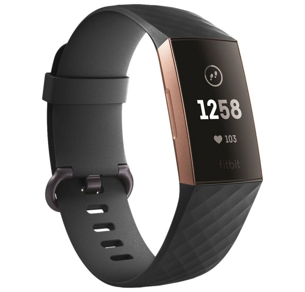 Wigento Smartwatch-Armband Für Fitbit Charge 3 / 4 Kunststoff / Silikon Armband für Männer / Größe L Schwarz Uhr von Wigento
