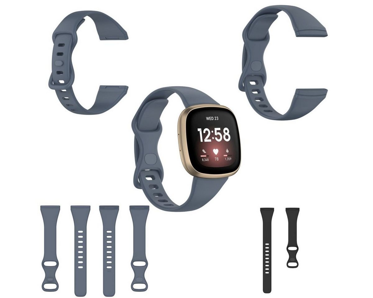 Wigento Smartwatch-Armband Für Fitbit Versa 4 / Versa 3 / Sense Kunststoff / Silikon Armband für Männer / Größe L Cyan-Blau Uhr von Wigento