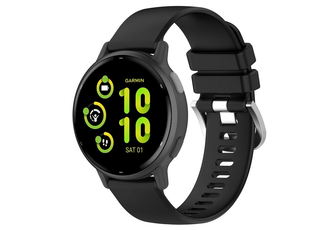 Wigento Smartwatch-Armband Für Garmin Venu 4 41mm Liquid Glossy Silikon Armband Schwarz, Liquid Glossy Oberfläche, Metallschließe, verstellbar von Wigento