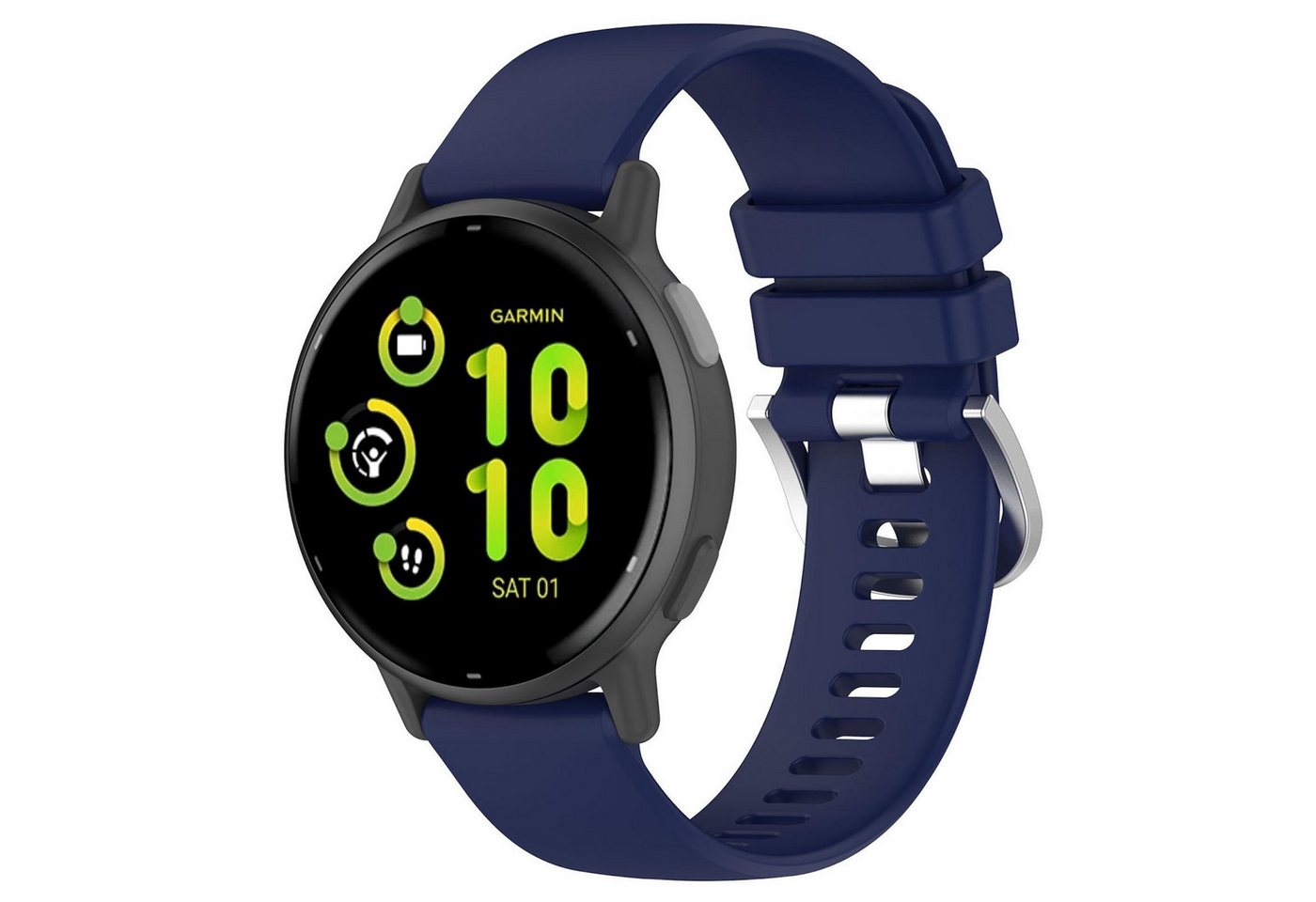 Wigento Smartwatch-Armband Für Garmin Venu 4 41mm Liquid Glossy Silikon Watch Armband Dunkelblau, Liquid Glossy Oberfläche, Metallschließe, verstellbar von Wigento