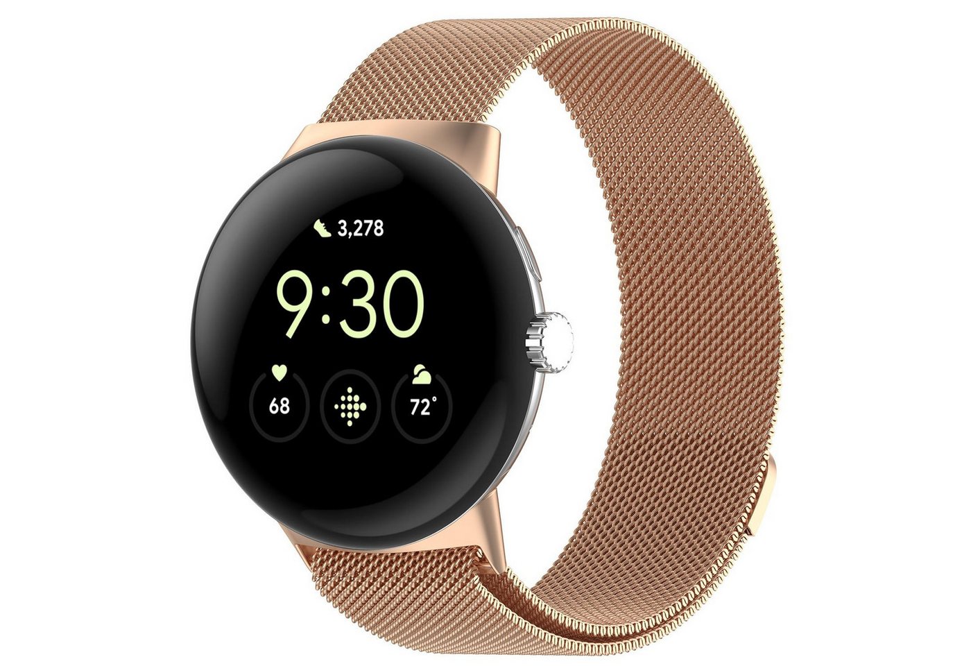 Wigento Smartwatch-Armband Für Google Pixel Watch 3 45mm Metall Magnetverschluss Band Rose Gold, Milanaise Edelstahlarmband mit verstellbarem Magnetverschluss von Wigento