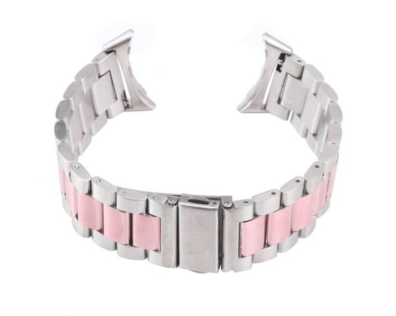 Wigento Smartwatch-Armband Für Google Pixel Watch 3 41mm / 2 / 1 Stahl Metall Band Pink / Silber von Wigento