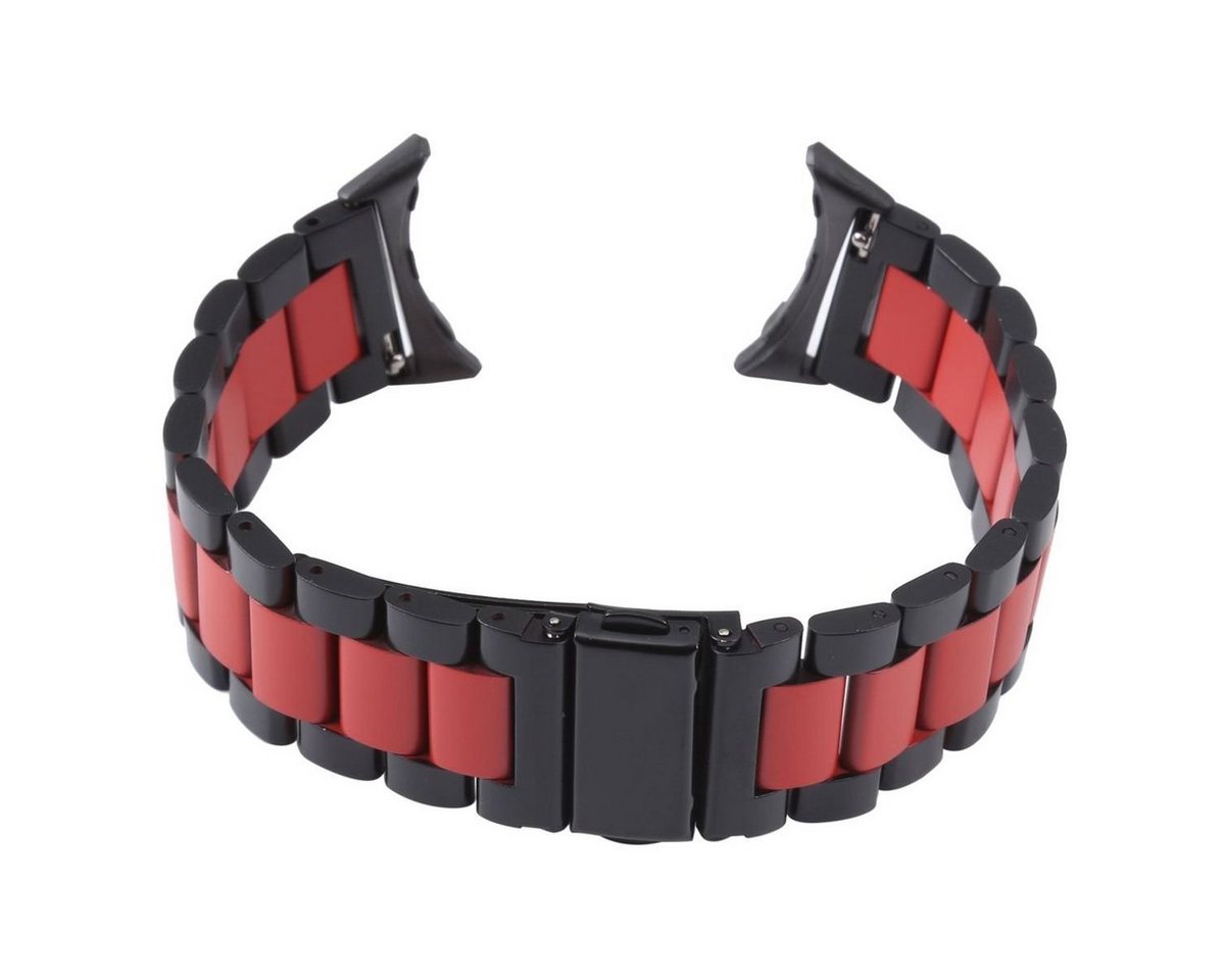 Wigento Smartwatch-Armband Für Google Pixel Watch 1 + 2 Stahl Metall Ersatz Armband Schwarz / Rot von Wigento