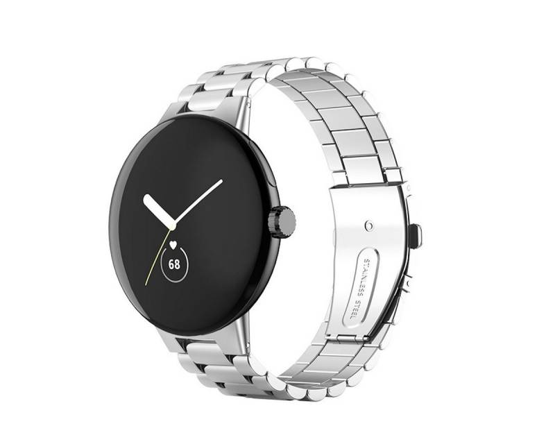 Wigento Smartwatch-Armband Für Google Pixel Watch 3 41mm / 2 / 1 Stahl Metall Armband Silber von Wigento