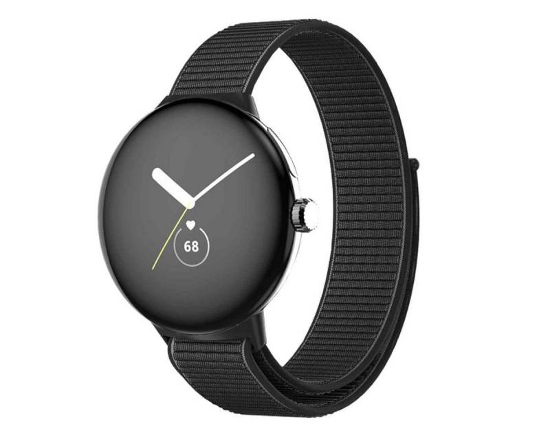 Wigento Smartwatch-Armband Für Google Pixel Watch 3 41mm / 2 / 1 Kunststoff Nylon Armband Schwarz von Wigento