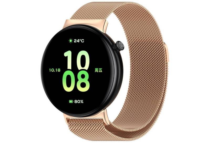 Wigento Smartwatch-Armband Für Honor Watch Fit Metall Milan Magnetverschluss Armband Rose Gold, Edelstahl, magnetischer Verschluss, atmungsaktiv von Wigento