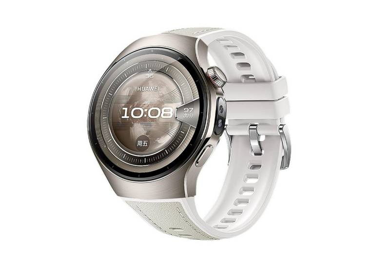 Wigento Smartwatch-Armband Für Huawei Watch 5 46mm Hochwertiges Leder Hybrid Silikon Armband Weiß, Hybrid-Material, verstellbar, stilvoll von Wigento