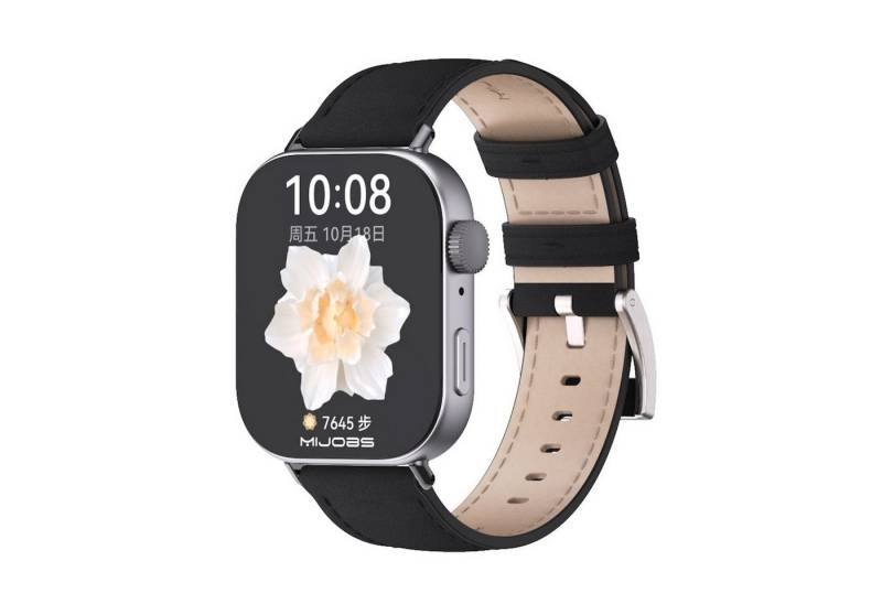 Wigento Smartwatch-Armband Für Huawei Watch Fit 4 / 4 Pro / 3 Leder Smart Watch Arm Band Schwarz von Wigento
