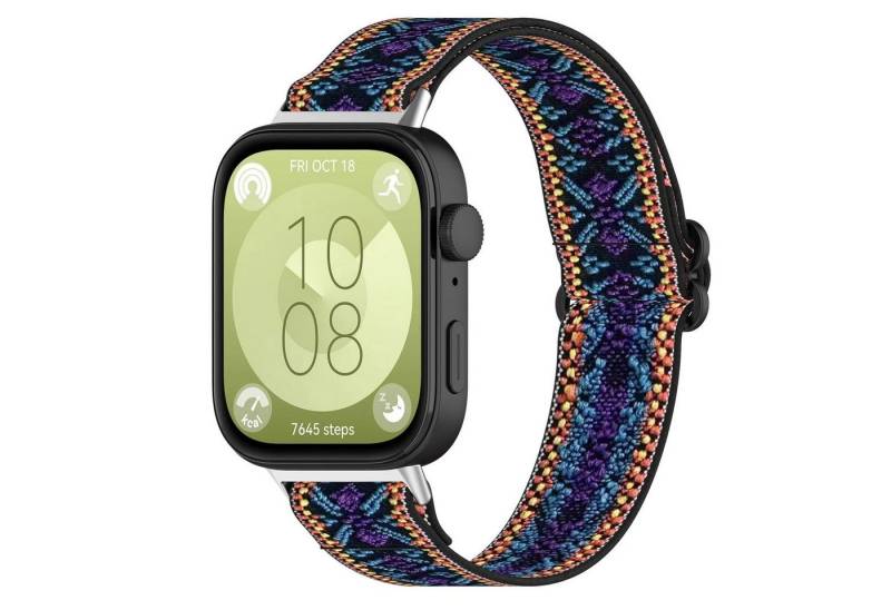 Wigento Smartwatch-Armband Für Huawei Watch Fit 4 / 4 Pro / 3 Elastisches Sport Nylon Armband M2, Ersatz Austausch Nylon Sport Armband von Wigento