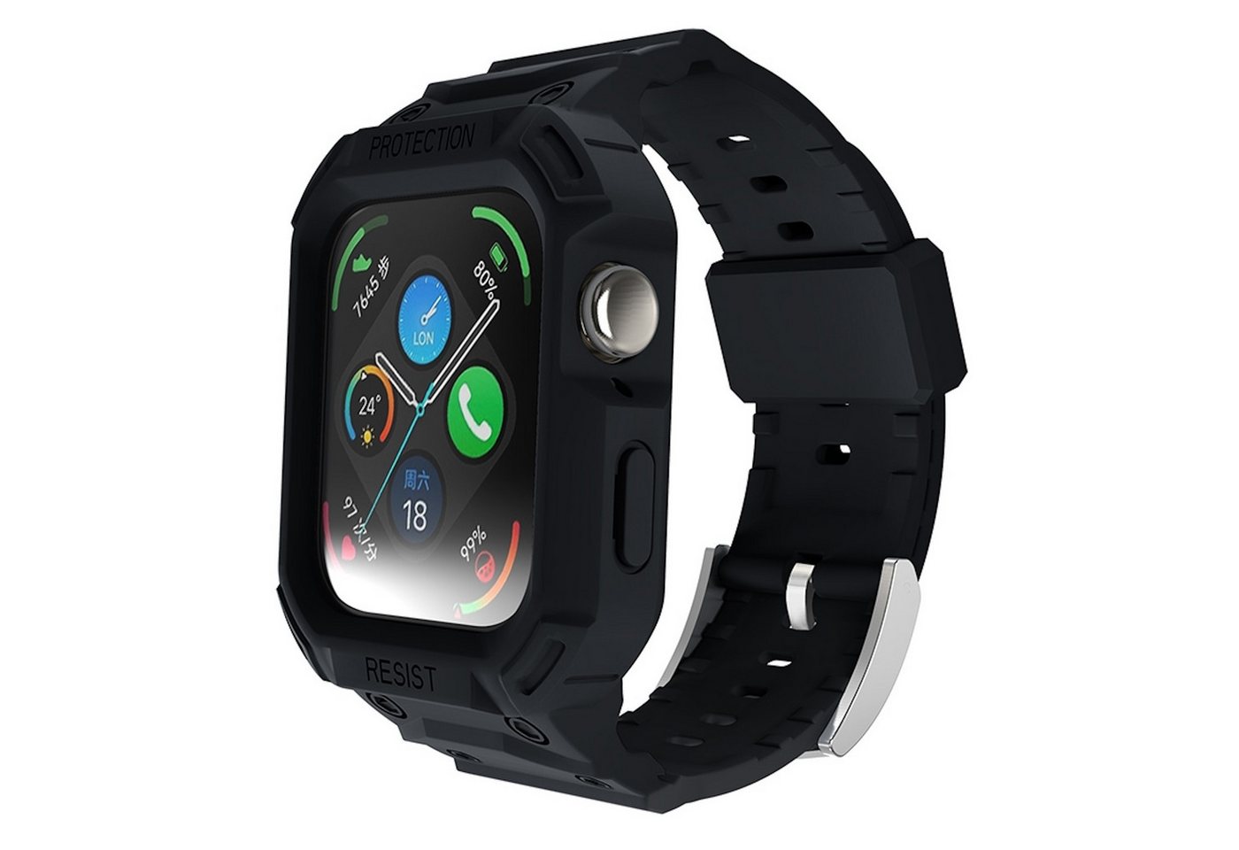 Wigento Smartwatch-Armband Für Huawei Watch Fit 3 TPU Arm Band mit integriertem Gehäuse Schwarz, Integriertem Gehäuse von Wigento