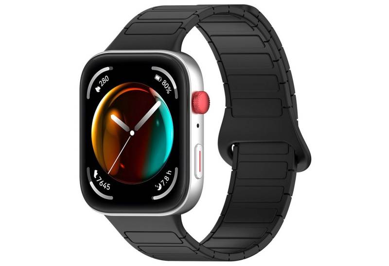 Wigento Smartwatch-Armband Für Huawei Watch Fit 4 / 4 Pro / 3 Two Color Silikon Arm Band Schwarz von Wigento