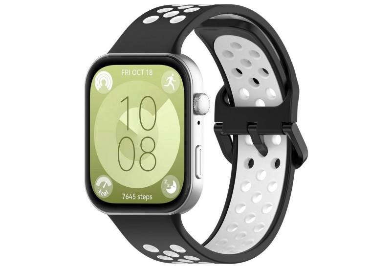 Wigento Smartwatch-Armband Für Huawei Watch Fit 4 / 4 Pro / 3 Two Color Silikon Sport Arm Band, Ersatz Austausch Silikon Sport Armband von Wigento