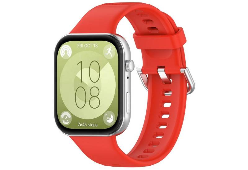 Wigento Smartwatch-Armband Für Huawei Watch Fit 4 / 4 Pro / 3 hochwertiges Silikon Arm Band Rot, Ersatz Austausch Silikon Sport Armband von Wigento