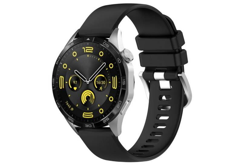 Wigento Smartwatch-Armband Für Huawei Watch GT 4 41mm Design Liquid Silikon Watch Armband Schwarz von Wigento