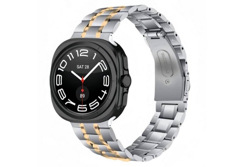 Wigento Smartwatch-Armband Für Samsung Galaxy Watch 8 / 8 Classic Bead Edelstahl Armband Silber, Edelstahlarmband mit verstellbarer Länge und robustem Design von Wigento