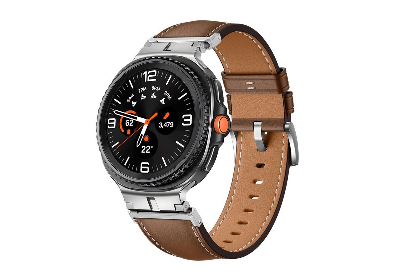 Wigento Smartwatch-Armband Für Samsung Galaxy Watch 8 / 8 Classic Leder Armband Metall Connector, Leder Armband mit Metall-Connector von Wigento