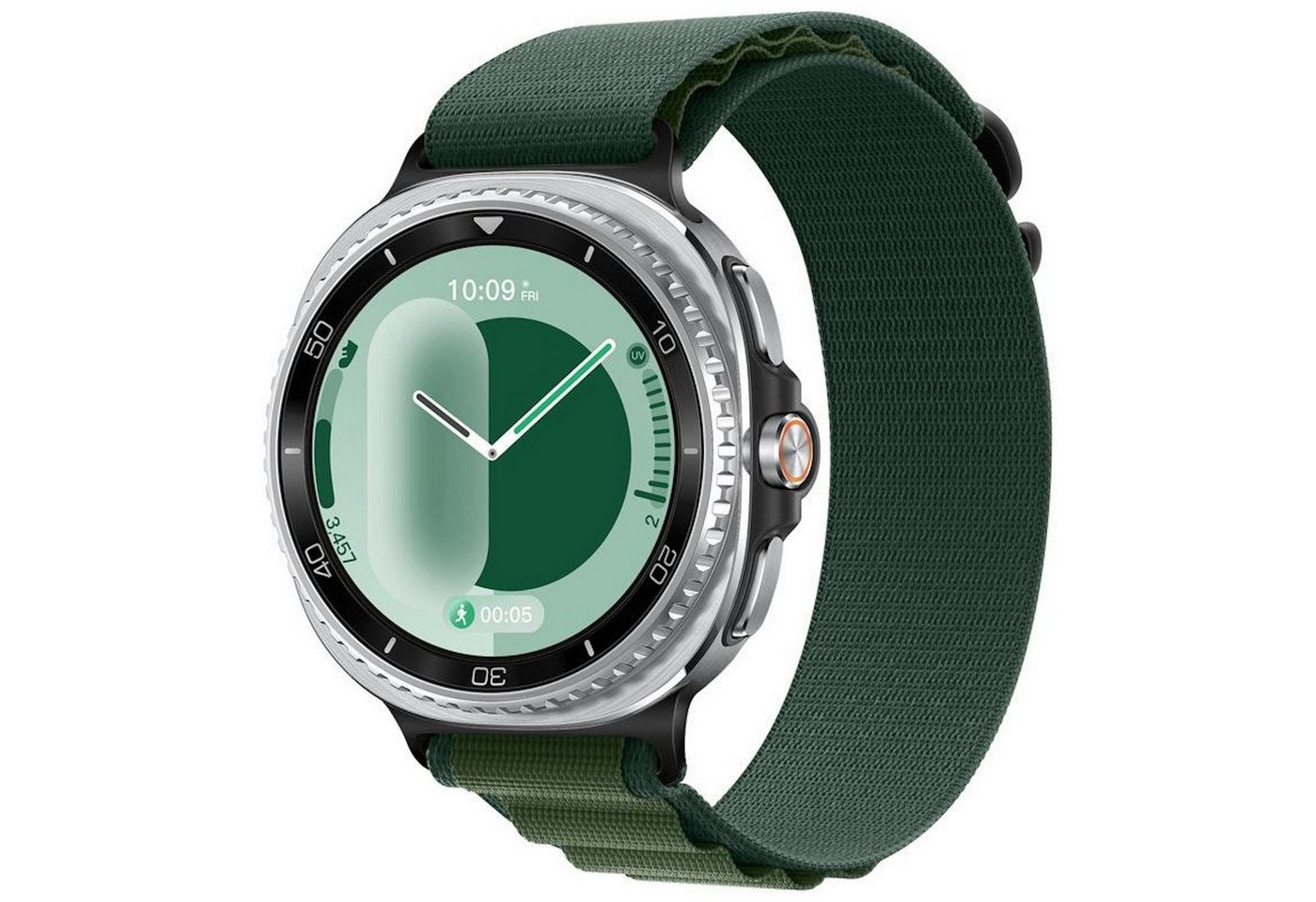 Wigento Smartwatch-Armband Für Samsung Galaxy Watch 8 / 8 Classic Loop Nylon Armband Dunkelgrün, Verstellbar, atmungsaktiv, langlebig von Wigento