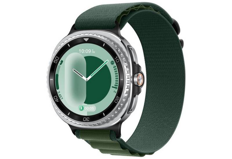 Wigento Smartwatch-Armband Für Samsung Galaxy Watch 8 / 8 Classic Loop Nylon Armband Dunkelgrün, Verstellbar, atmungsaktiv, langlebig von Wigento