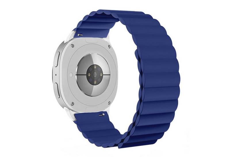 Wigento Smartwatch-Armband Für Samsung Galaxy Watch 8 / 8 Classic Magnet Silikon Armband Blau, magnetischer Verschluss, atmungsaktiv von Wigento