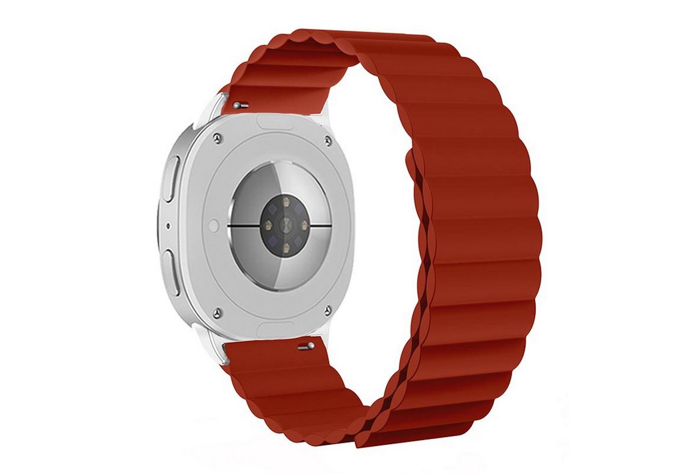Wigento Smartwatch-Armband Für Samsung Galaxy Watch 8 / 8 Classic Magnet Silikon Armband Rot, magnetischer Verschluss, atmungsaktiv von Wigento