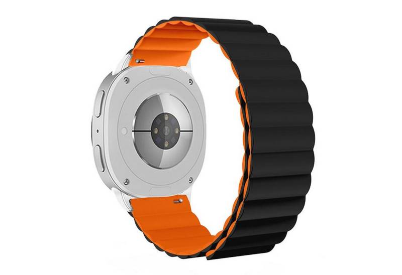 Wigento Smartwatch-Armband Für Samsung Galaxy Watch 8 / 8 Classic Magnet Silikon Armband Schwarz, magnetischer Verschluss, atmungsaktiv von Wigento