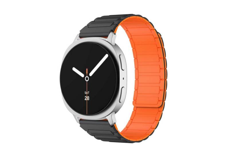 Wigento Smartwatch-Armband Für Samsung Galaxy Watch 8 / 8 Classic Magnetisch Silikon Band Orange, Magnetisch, verstellbar, angenehm zu tragen von Wigento
