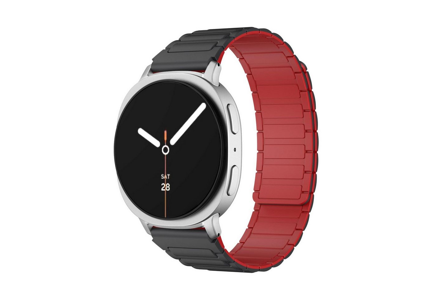 Wigento Smartwatch-Armband Für Samsung Galaxy Watch 8 / 8 Classic Magnetisch Silikon Band Rot, Magnetisch, verstellbar, angenehm zu tragen von Wigento